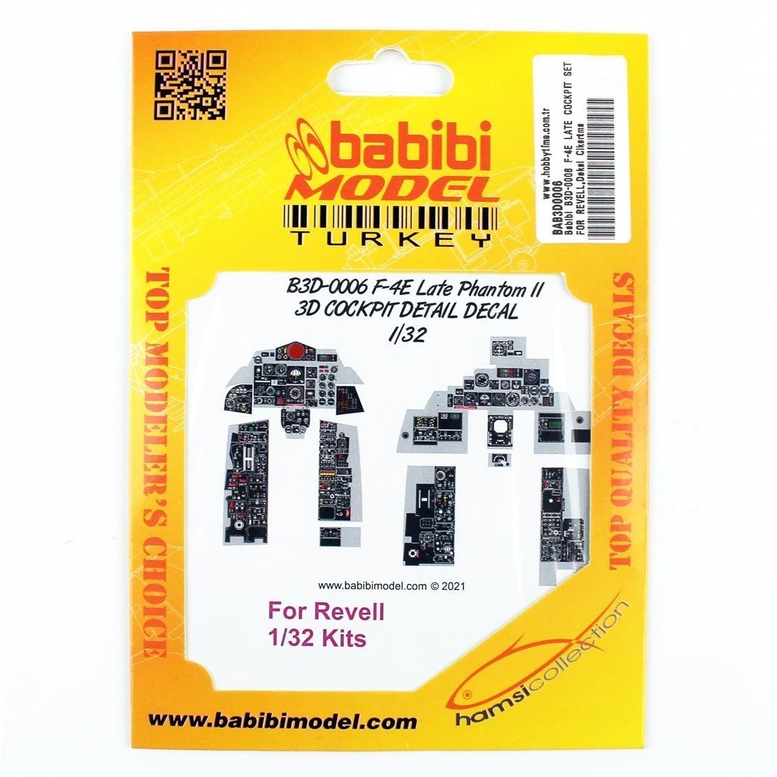 Babibi BD3-0006 1/32 Ölçek, F4-E Revell İçin Eski (Geç) Kokpit Seti, Dekal Çıkartma