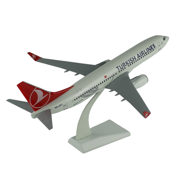 THY061 1/100 Ölçek, THY B737-800 Yolcu Uçağı, Lale Desenli, Sergilemeye Hazır Plastik Standlı Model