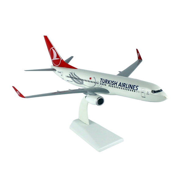 THY061 1/100 Ölçek, THY B737-800 Yolcu Uçağı, Lale Desenli, Sergilemeye Hazır Plastik Standlı Model