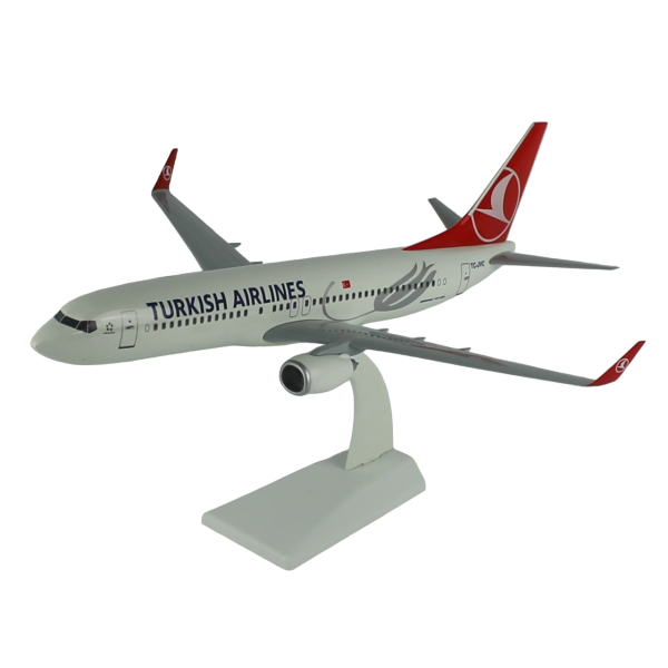 THY061 1/100 Ölçek, THY B737-800 Yolcu Uçağı, Lale Desenli, Sergilemeye Hazır Plastik Standlı Model