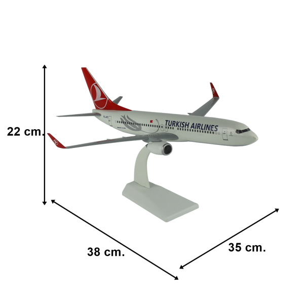 THY061 1/100 Ölçek, THY B737-800 Yolcu Uçağı, Lale Desenli, Sergilemeye Hazır Plastik Standlı Model