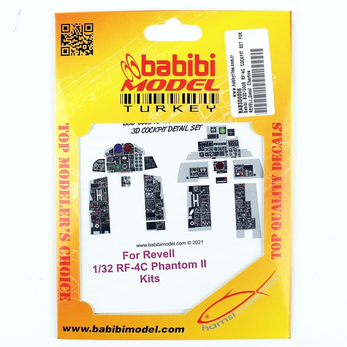 Babibi BD3-0005 1/32 Ölçek, RF-4C Revell İçin Kokpit Seti, Dekal Çıkartma