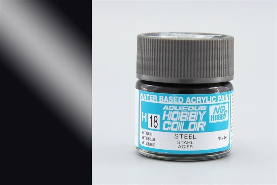 Mr.Hobby H-018 10 ml. Steel, Aqueous Serisi Model Boyası