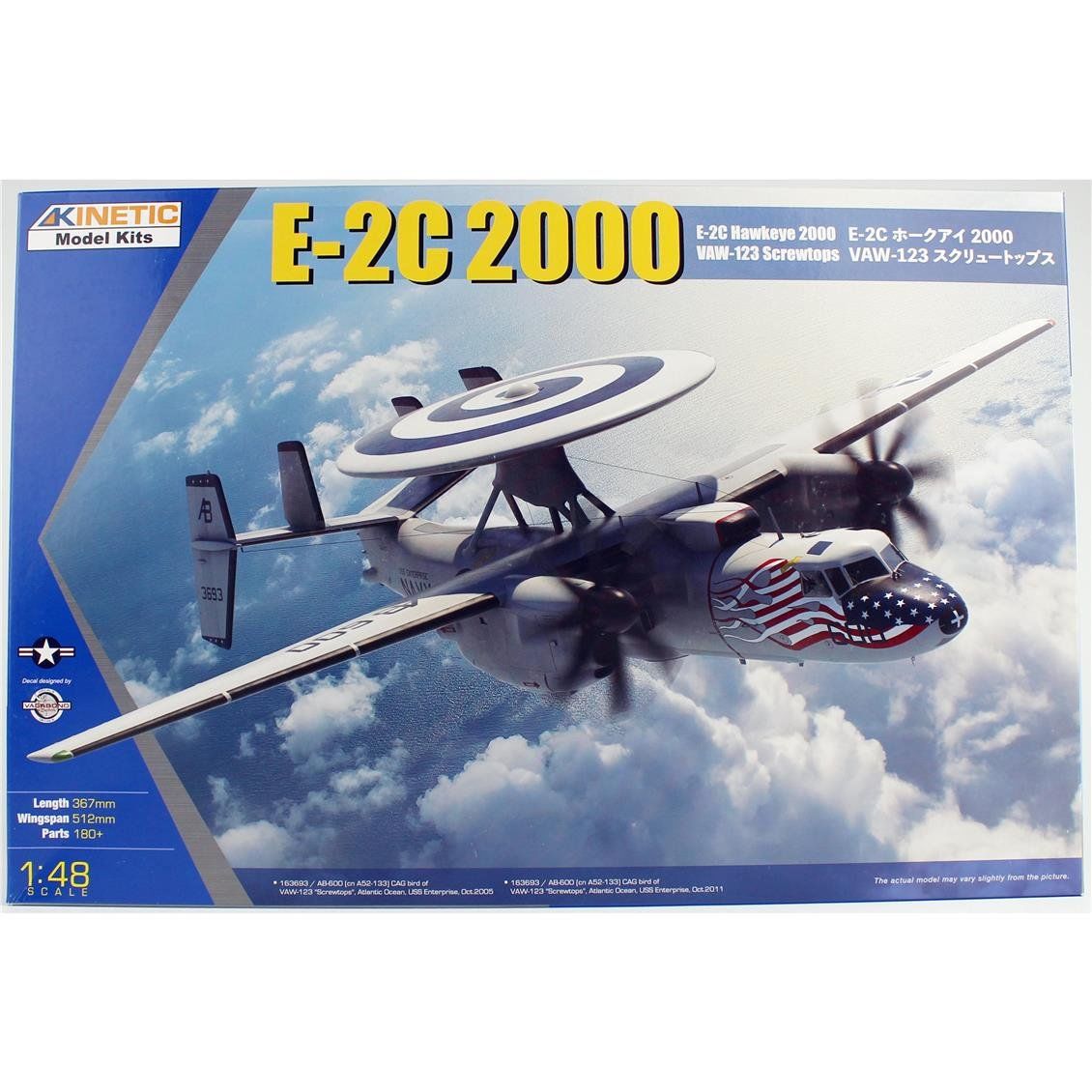 Kinetic K48135 1/48 Ölçek, E-2C Hawkeye 2000 Savaş Uçağı, Plastik Model kiti