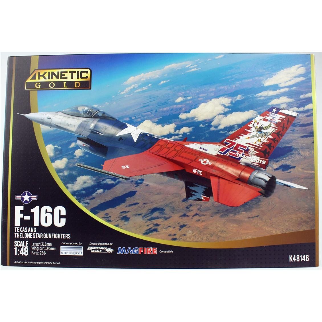 Kinetic K48146 1/48 Ölçek, F-16C TEXAS ANG (ipms 2023) Savaş Uçağı, Plastik Model kiti