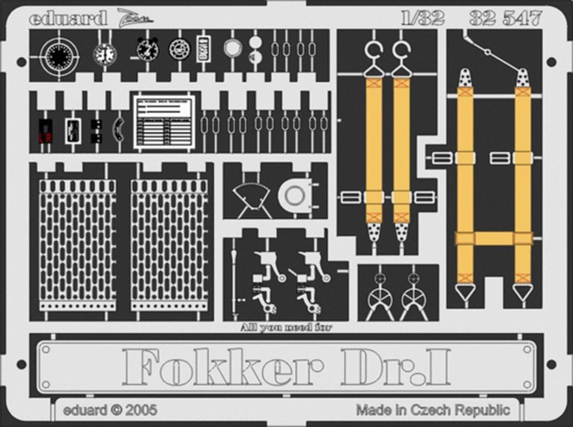 Eduard 32547 1/32 Ölçek, Fokker Dr.I For Roden Maket Deta