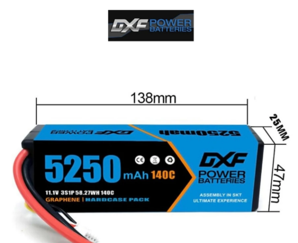 DXF Power 3s 11.1v 5250mAh 140C Hardcase Lipo Batarya