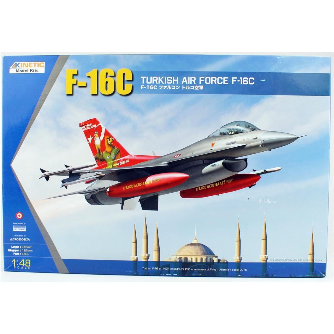 Kinetic K48069A 1/48 Ölçek, F-16C Türk (143 Filo 20.yıl özel şema) Savaş Uçağı, Plastik Model kiti