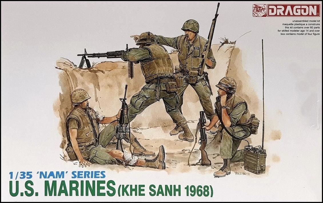 Dragon 3307 1/35 Ölçek, ABD Deniz Piyadeleri (Khe Sanh 1968) Asker Figürleri Plastik Model Kiti