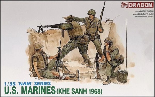 Dragon 3307 1/35 Ölçek, ABD Deniz Piyadeleri (Khe Sanh 1968) Asker Figürleri Plastik Model Kiti