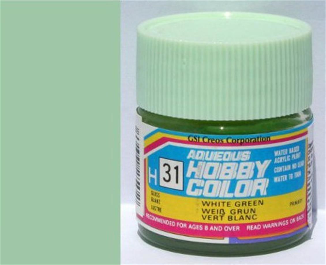 Mr.Hobby H-031 10 ml. White Green, Aqueous Serisi Model Boyası