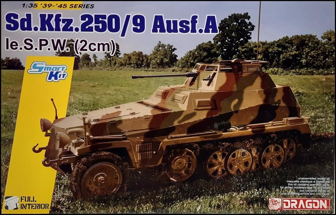 Dragon 6882 1/35 Ölçek, Sd.Kfz.250/9 Ausf.A le.S.P.W. (2cm) Yarı Paletli Askeri Araç Plastik Model Kiti