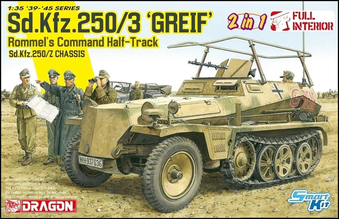 Dragon 6911 1/35 Ölçek, Sd.Kfz.250/3 (Greif- Rommel's Command) Yarı Paletli Personel Taşıyıcı Plastik Model Kiti