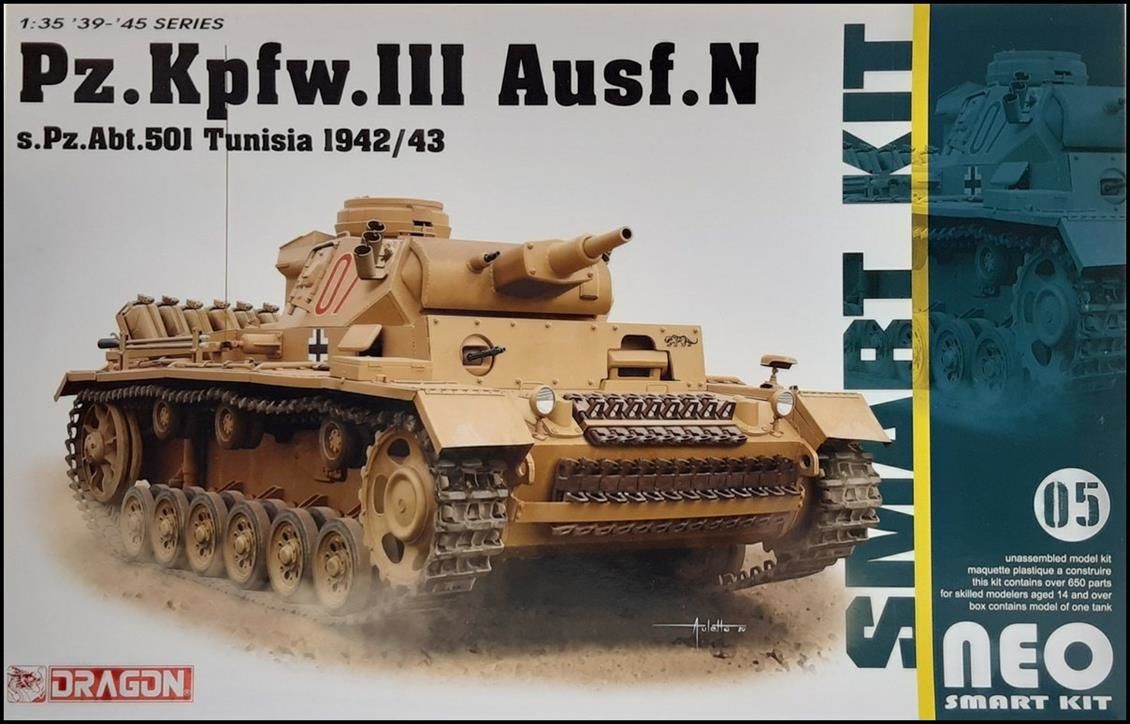 Dragon 6956 1/35 Ölçek, Pz.Kpfw.III Ausf.N 501. Alay (Tunus 1942/43) Tankı Plastik Model Kiti