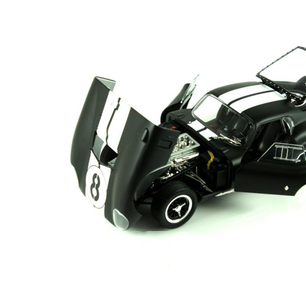 Road Signature 92408 1/18 Ölçek, 1965 Shelby Cobra Daytone Coupe, Black, Sergilemeye Hazır Metal Araba Modeli