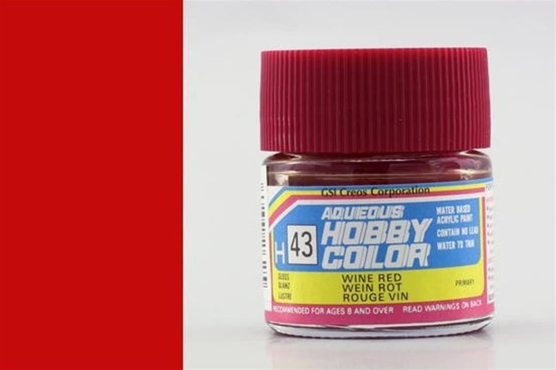 Mr.Hobby H-043 10 ml. Wine Red, Aqueous Serisi Model Boyası