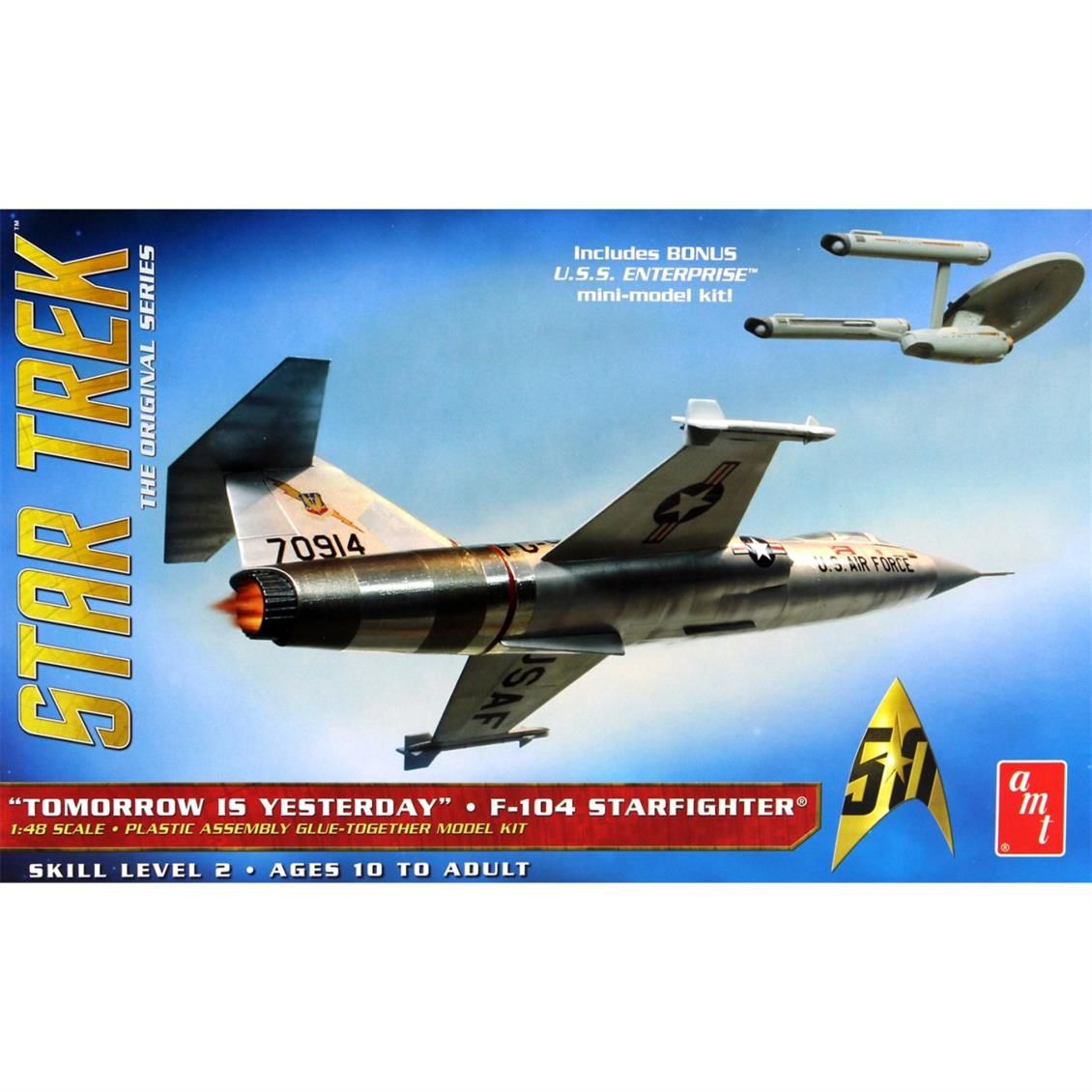 AMT 953 1/48 Ölçek, Star Trek F104 Starfighter Uzay Aracı, Plastik Model kiti