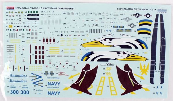 Academy 12534 1/72 Ölçek, U.S. Navy F/A-18C (VFA-82 Marauders) Savaş Uçağı, Plastik Model kiti