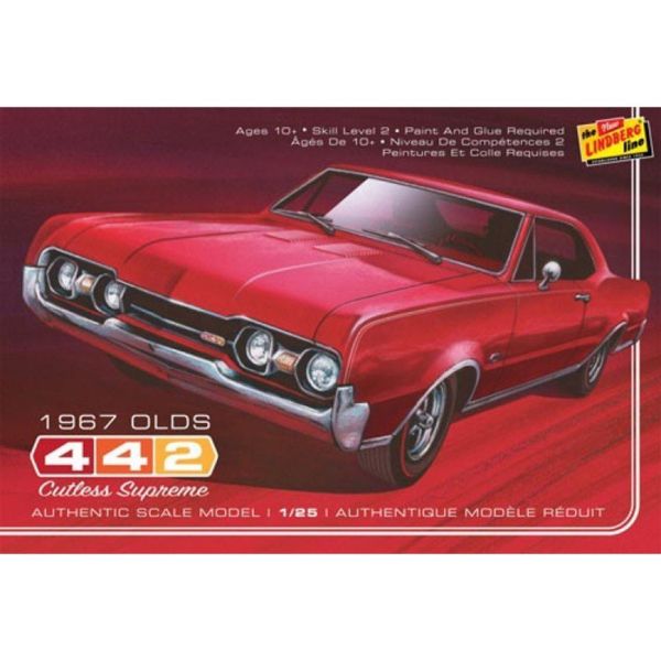 Lindberg 127 1/25 Ölçek, 1967 Oldsmobile 442 Araba, Plastik Model kiti