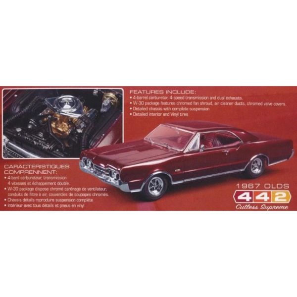 Lindberg 127 1/25 Ölçek, 1967 Oldsmobile 442 Araba, Plastik Model kiti