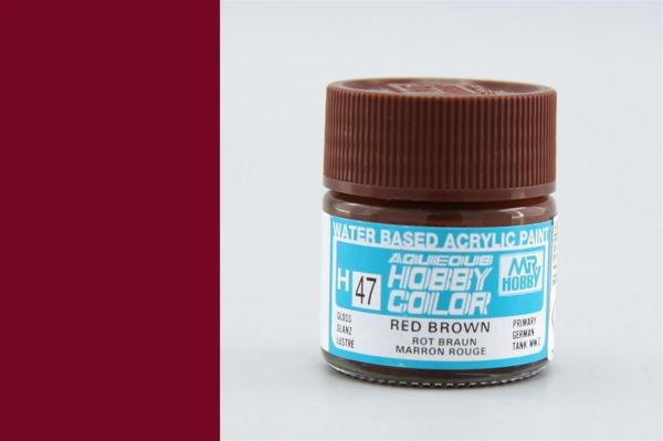 Mr.Hobby H-047 10 ml. Red Brown, Aqueous Serisi Model Boyası