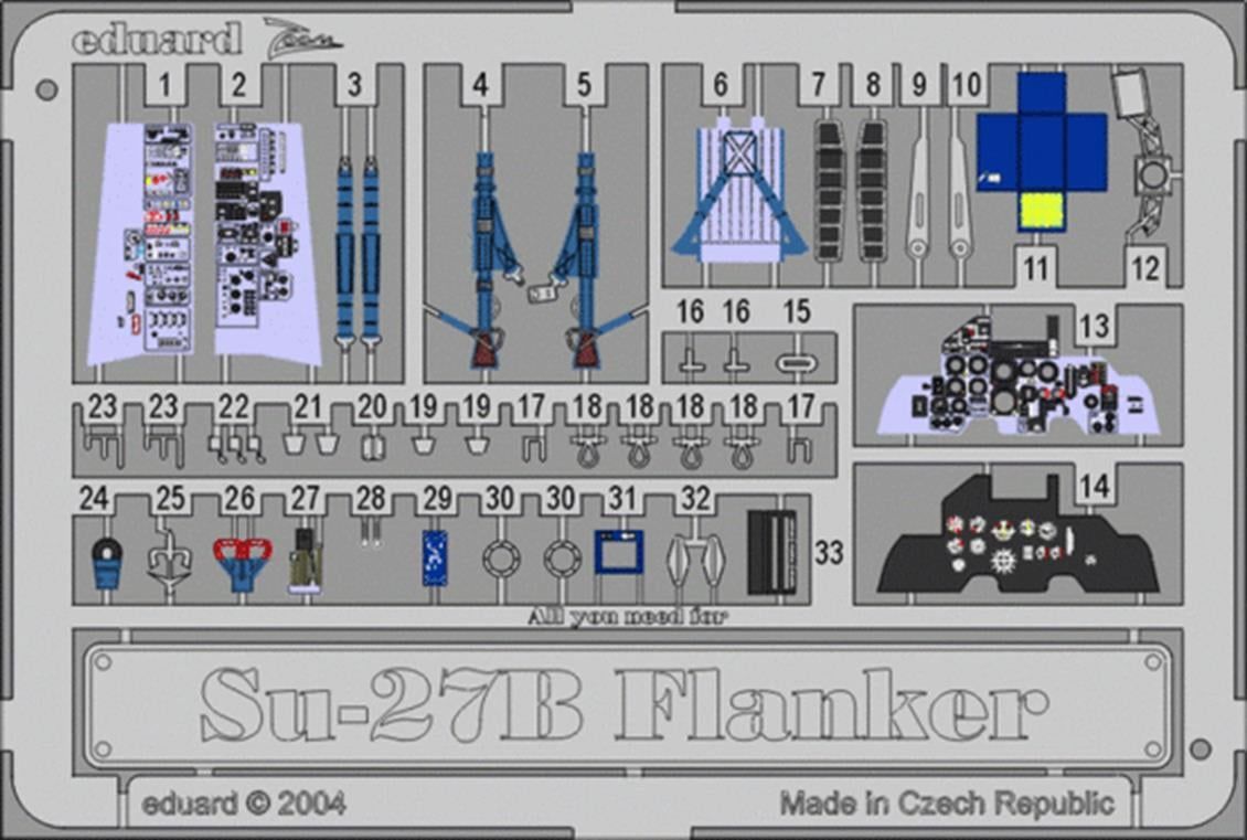 Eduard 73251 1/72 Ölçek, Su-27 Flanker B For Hasegawa/Rev