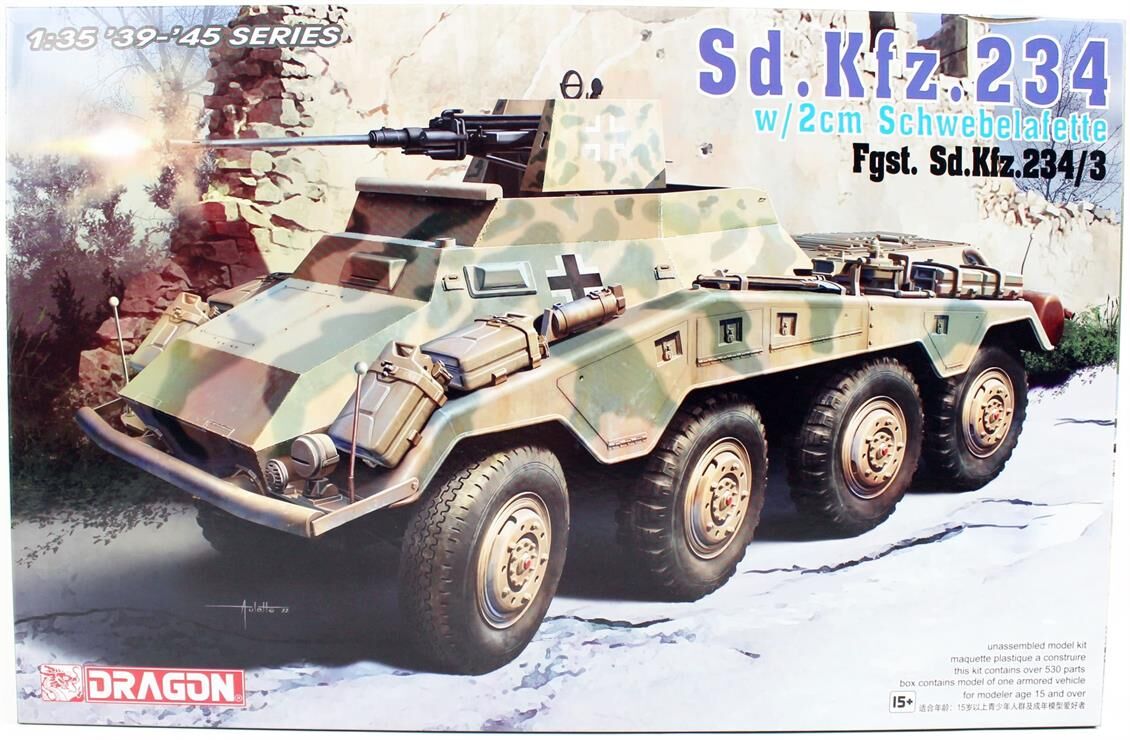 Dragon 6969 1/35 Ölçek, Sd.Kfz. 234/3 w/2cm, Amfibik Hafif Zırhlı ve 2 cm. Topu Plastik Model Kiti