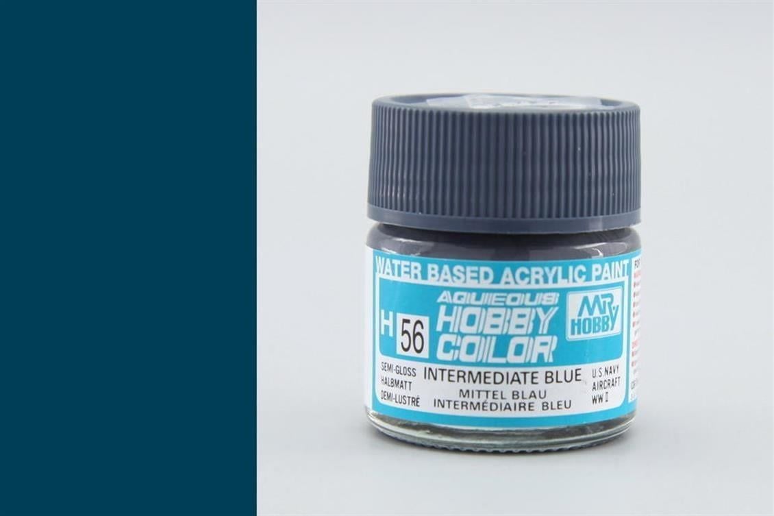 Mr.Hobby H-056 10 ml. Intermediate Blue, Aqueous Serisi Model Boyası