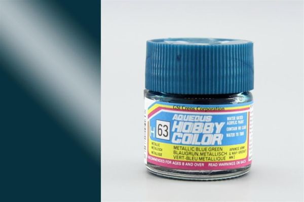 Mr.Hobby H-063 10 ml. Metallic Blue Green, Aqueous Serisi Model Boyası