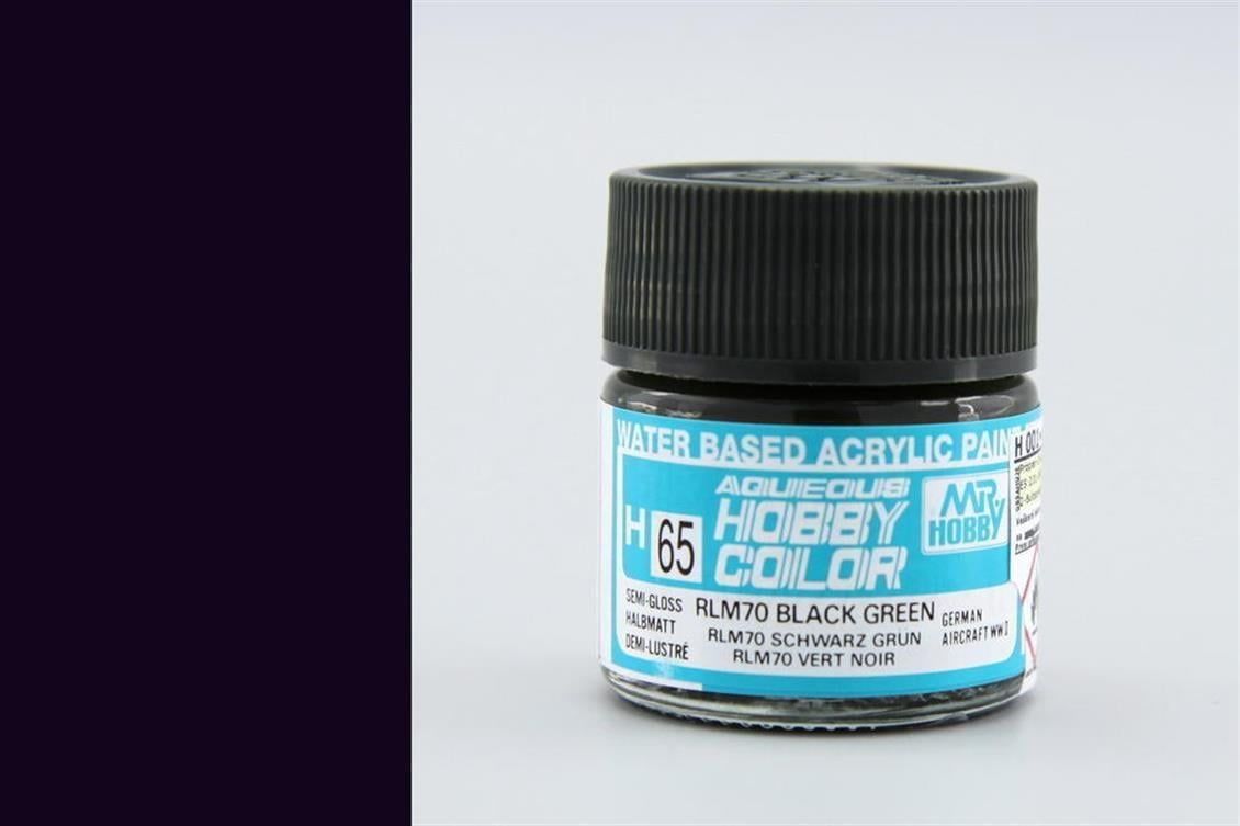 Mr.Hobby H-065 10 ml. RLM70 Black Green, Aqueous Serisi Model Boyası