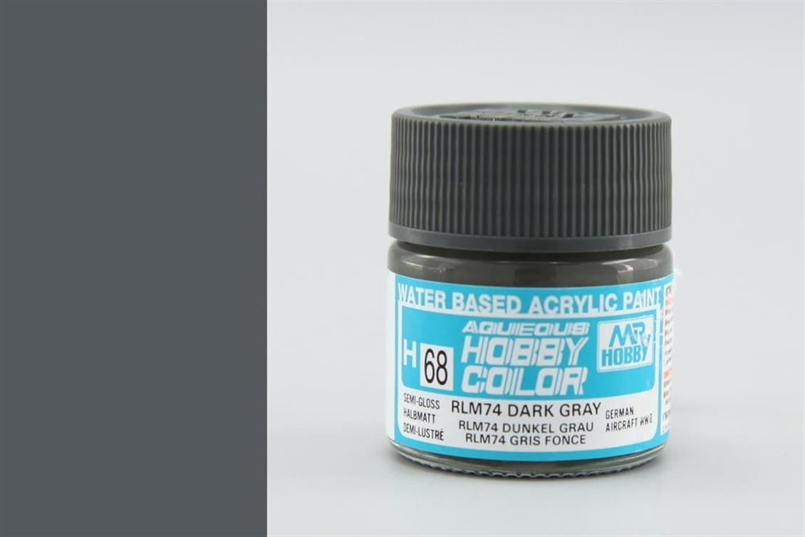 Mr.Hobby H-068 10 ml. RLM74 Dark Gray, Aqueous Serisi Model Boyası