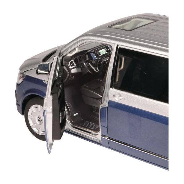 NZG LX95410020 1/18 Ölçek, VW T 6.1 Multivan, Mavi/Gümüş,Sergilemeye Hazır Metal Minibüs Modeli