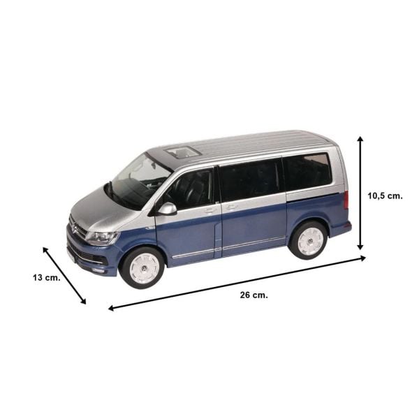 NZG LX95410020 1/18 Ölçek, VW T 6.1 Multivan, Mavi/Gümüş,Sergilemeye Hazır Metal Minibüs Modeli