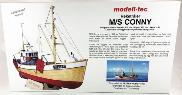 Türk Model 1/25 6010100 M/S Conny İskandinav Balıkçı Teknesi, R/C Dönüşebilir, 62 cm. Ahşap Model Kiti