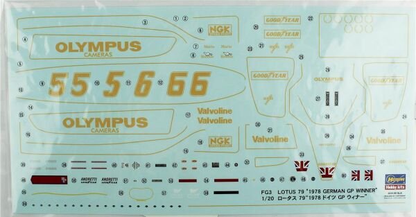 Hasegawa FG03 23203 1/20 Ölçek, Lotus 79 (1978 German GP Winner) Yarış Aracı Plastik Model Kiti
