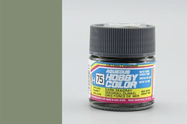 Mr.Hobby H-075 10 ml. Dark Seagray, Aqueous Serisi Model Boyası