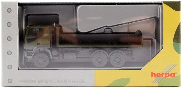 Herpa 746526 1/87 Ölçek, IVeco Trakker 6x6 Askeri Düz Kasa Kamyon, Sergilemeye Hazır Model Araç