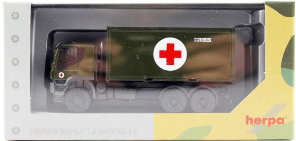 Herpa 746519 1/87 Ölçek, IVeco Trakker 6x6 Askeri Ambulans, Sergilemeye Hazır Model Araç