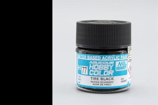 Mr.Hobby H-077 10 ml. Tire Black, Aqueous Serisi Model Boyası