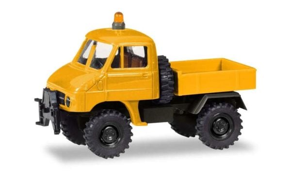 Herpa 746502 1/87 Ölçek, Unimog U411 Açık Kasa, Sarı, Sergilemeye Hazır Model Araç