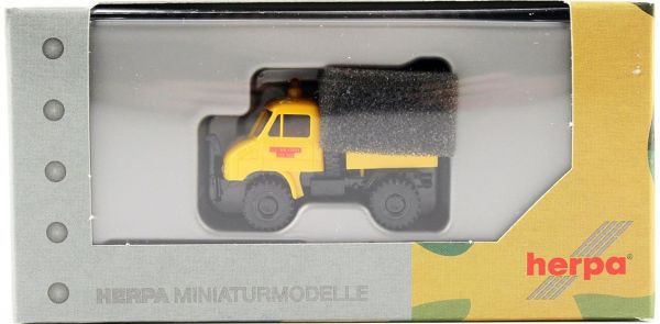 Herpa 746502 1/87 Ölçek, Unimog U411 Açık Kasa, Sarı, Sergilemeye Hazır Model Araç