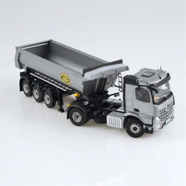 NZG LM10020055 1/50 Ölçek, Mercedes-Benz AROCS Damperli Kırkayak Çekici, Gri, Sergilemeye Hazır Metal Model