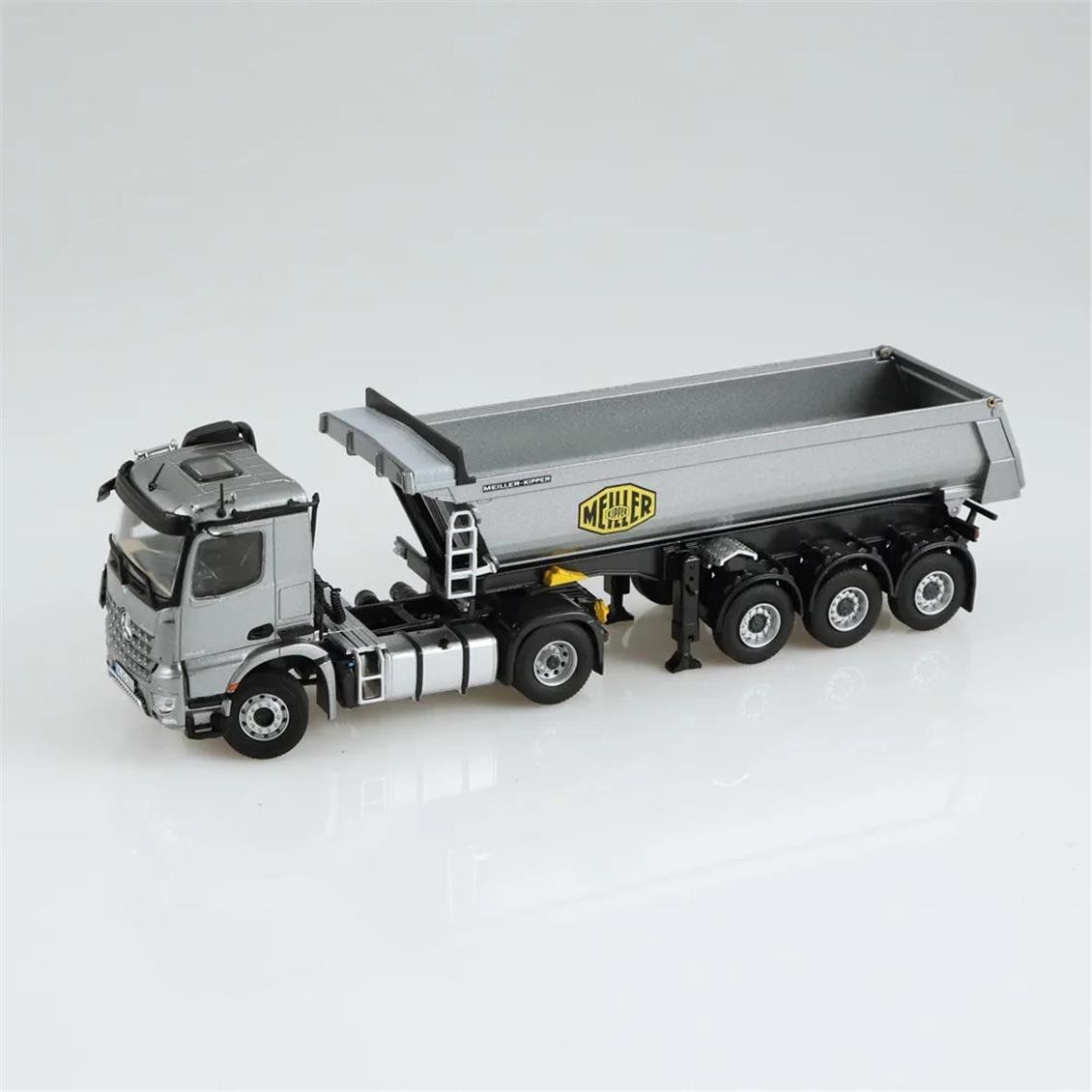 NZG LM10020055 1/50 Ölçek, Mercedes-Benz AROCS Damperli Kırkayak Çekici, Gri, Sergilemeye Hazır Metal Model