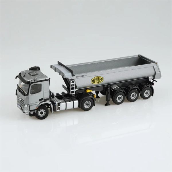 NZG LM10020055 1/50 Ölçek, Mercedes-Benz AROCS Damperli Kırkayak Çekici, Gri, Sergilemeye Hazır Metal Model