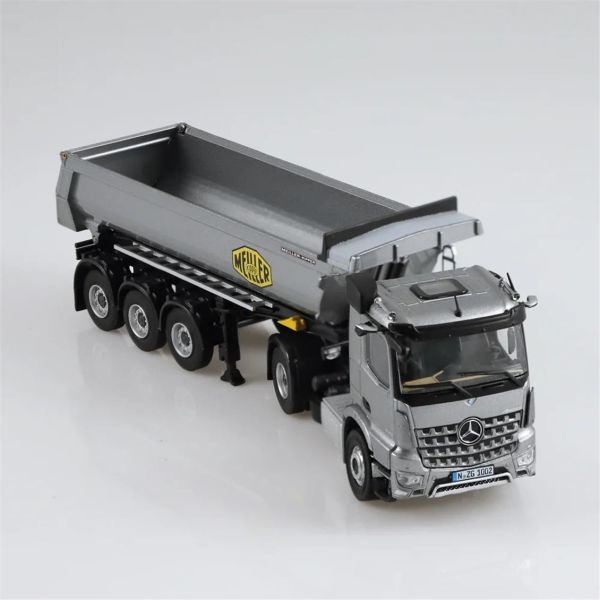 NZG LM10020055 1/50 Ölçek, Mercedes-Benz AROCS Damperli Kırkayak Çekici, Gri, Sergilemeye Hazır Metal Model