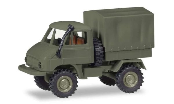 Herpa 746489 1/87 Ölçek, Unimog U411, Tenteli, Haki Yeşil, Sergilemeye Hazır Model Araç