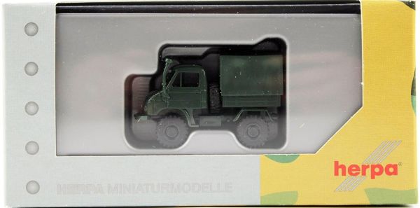 Herpa 746489 1/87 Ölçek, Unimog U411, Tenteli, Haki Yeşil, Sergilemeye Hazır Model Araç