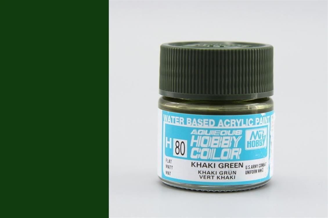 Mr.Hobby H-080 10 ml. Khaki Green, Aqueous Serisi Model Boyası