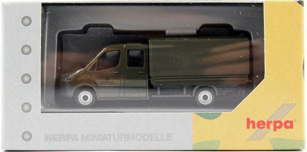 Herpa 700795 1/87 Ölçek, MB Sprinter Çift Kabin Kamyonet, Koyu Yeşil, Sergilemeye Hazır Model Araç