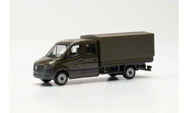 Herpa 700795 1/87 Ölçek, MB Sprinter Çift Kabin Kamyonet, Koyu Yeşil, Sergilemeye Hazır Model Araç